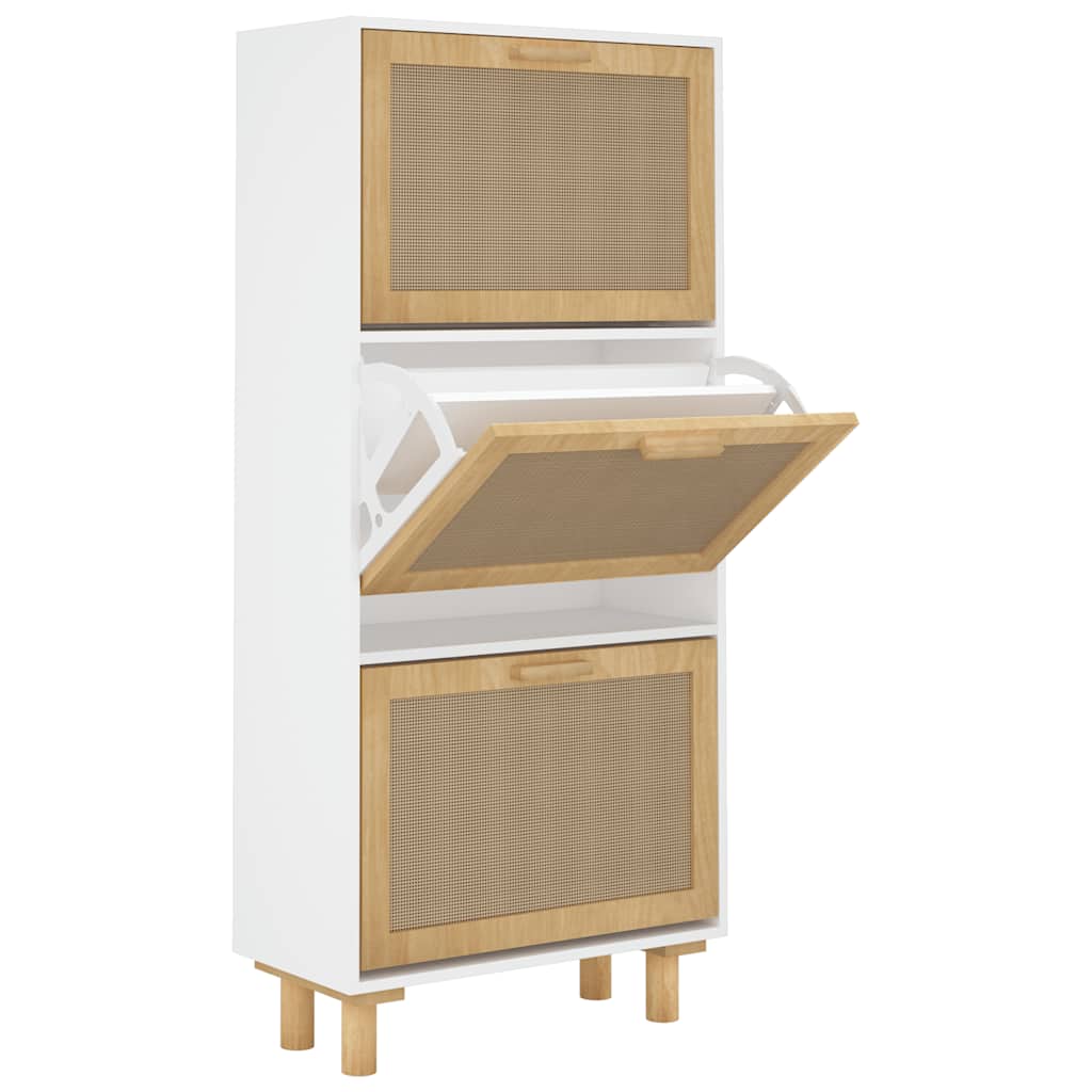 Gabinete de zapatos Vidaxl 52x25x115 cm Madera procesada y, por supuesto, Rattan White