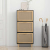 Gabinete de zapatos Vidaxl 52x25x115 cm de madera y rattan