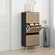 Vidaxl Cabinet da scarpe 52x25x115 cm Properped legno e rattan nero