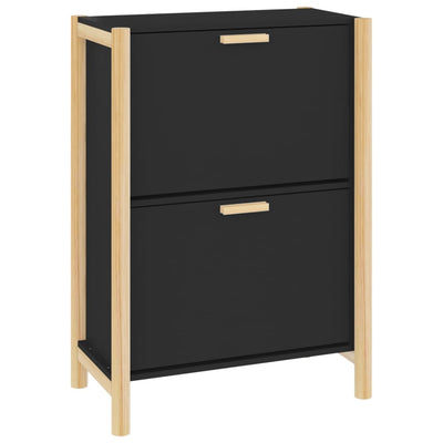 Vidaxl Cabinet da scarpe 57.5x33x80 cm Black in legno