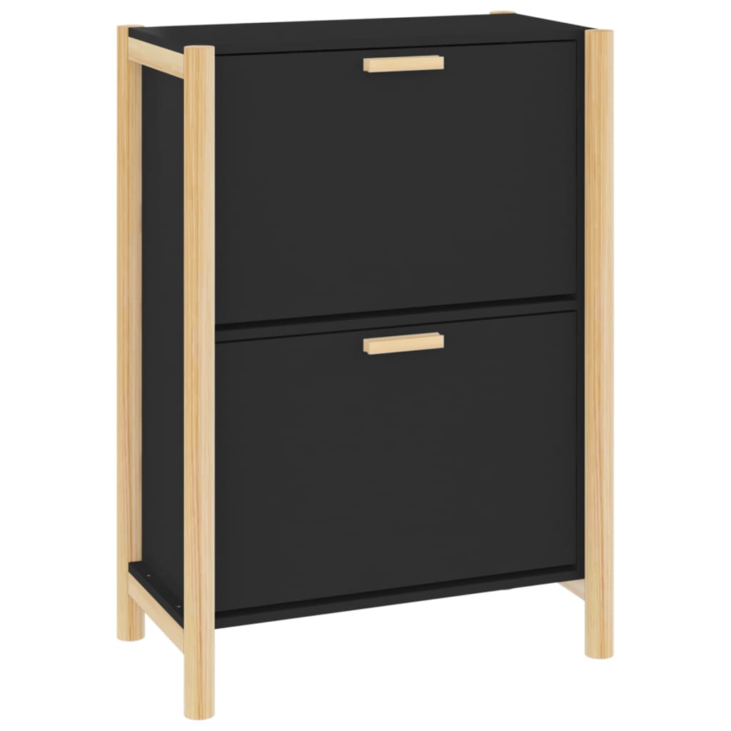 Vidaxl Cabinet da scarpe 57.5x33x80 cm Black in legno