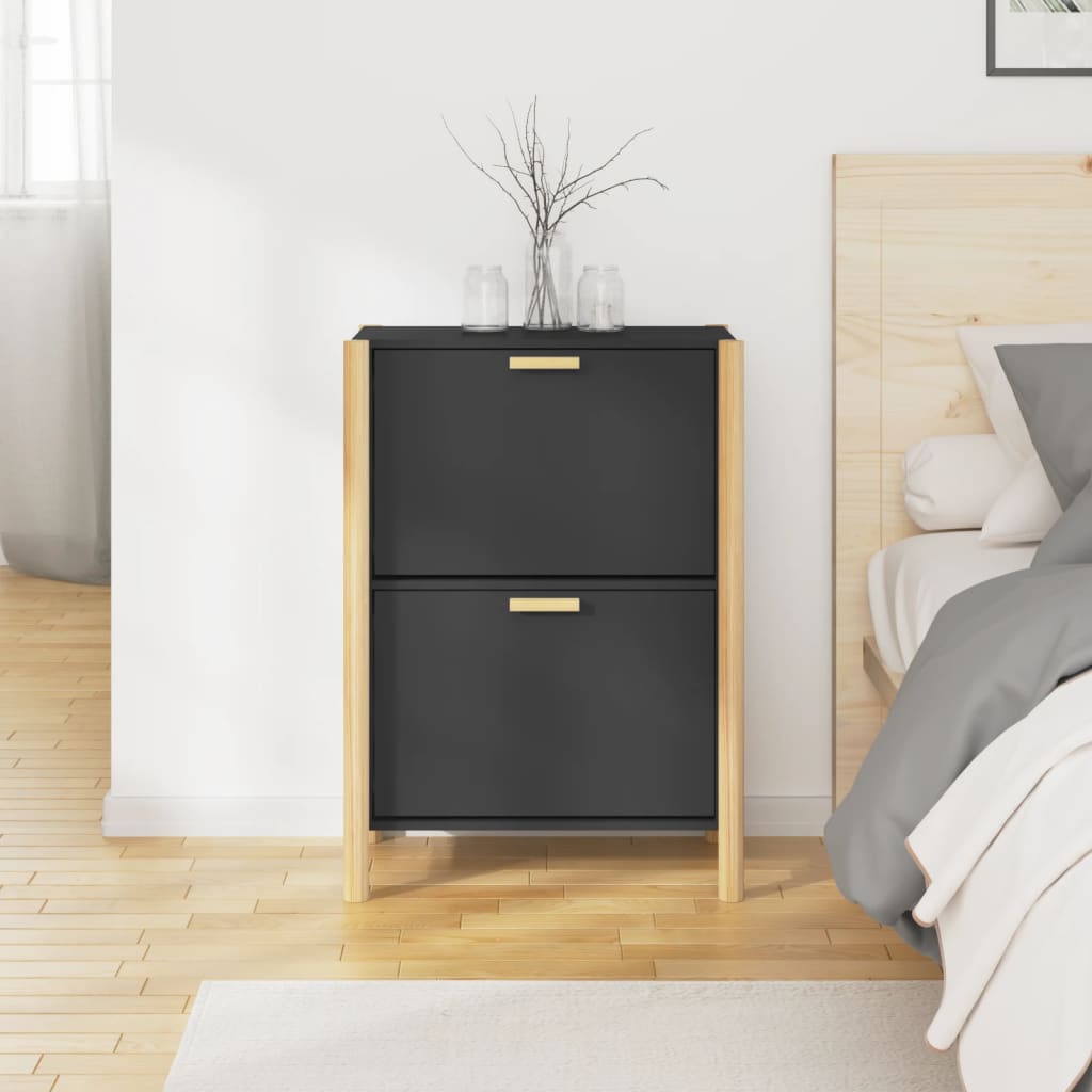 Vidaxl Cabinet da scarpe 57.5x33x80 cm Black in legno