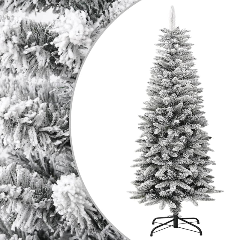 Vidaxl Kunstkerstboom con nieve estrecha de 120 cm PVC y PE
