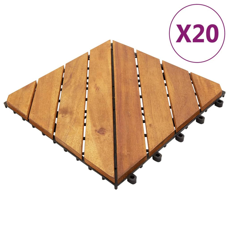 Vidaxl Terrace piastrelle 20 pezzi 30x30 cm Acacia solida marrone