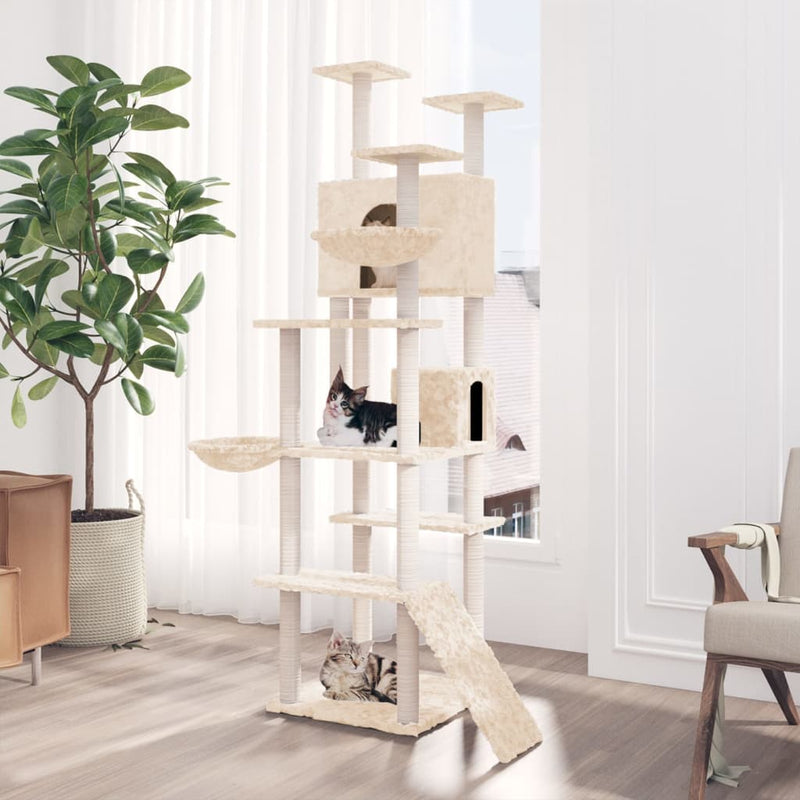 Muebles de gato de Vidaxl con postes de rascado de sisal 191 cm de crema -cocinado