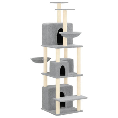 Muebles de gato de Vidaxl con postes de rascado de sisal 180 cm de gris claro