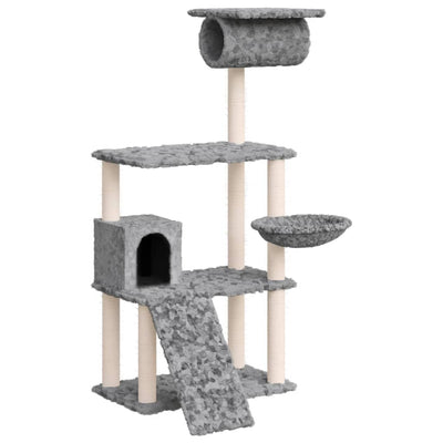 Muebles de gato de Vidaxl con postes de rascado de sisal 131 cm de gris claro