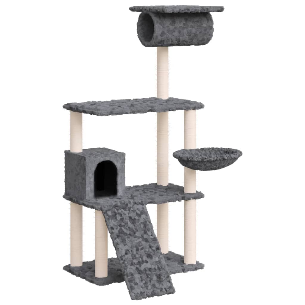 Muebles de gato de Vidaxl con postes de rascado de sisal 131 cm de gris oscuro
