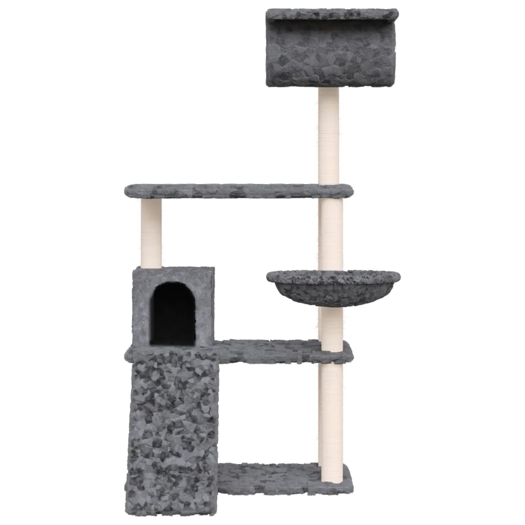 Muebles de gato de Vidaxl con postes de rascado de sisal 131 cm de gris oscuro
