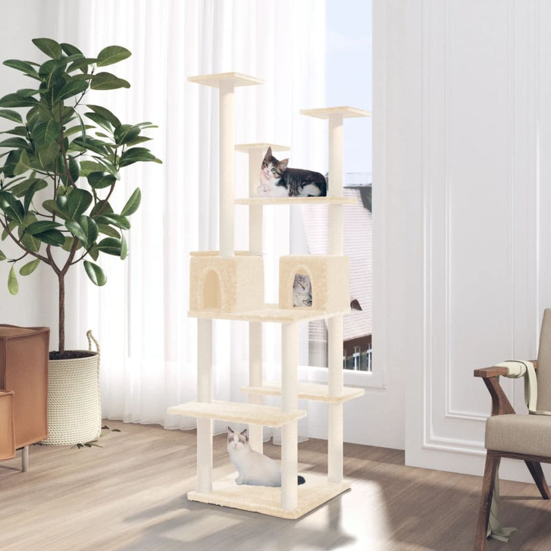 Muebles de gato de Vidaxl con postes de rascado de sisal 167 cm de crema