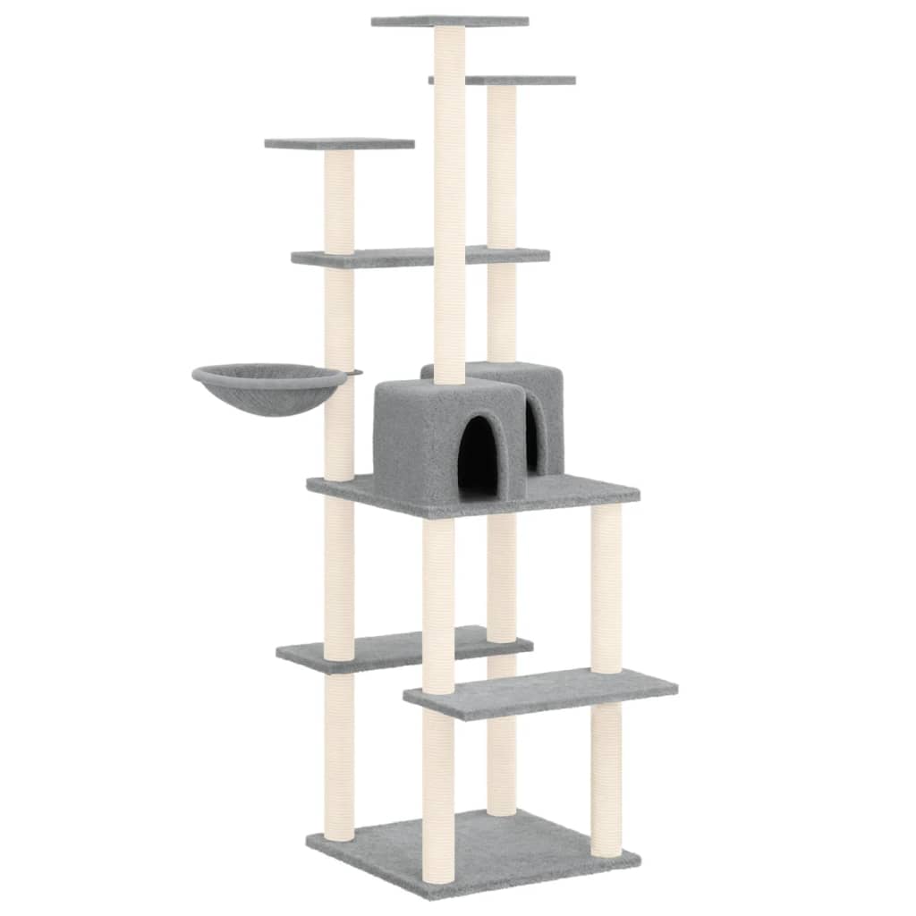 Muebles de gato de Vidaxl con postes de rascado de sisal 167 cm de gris claro