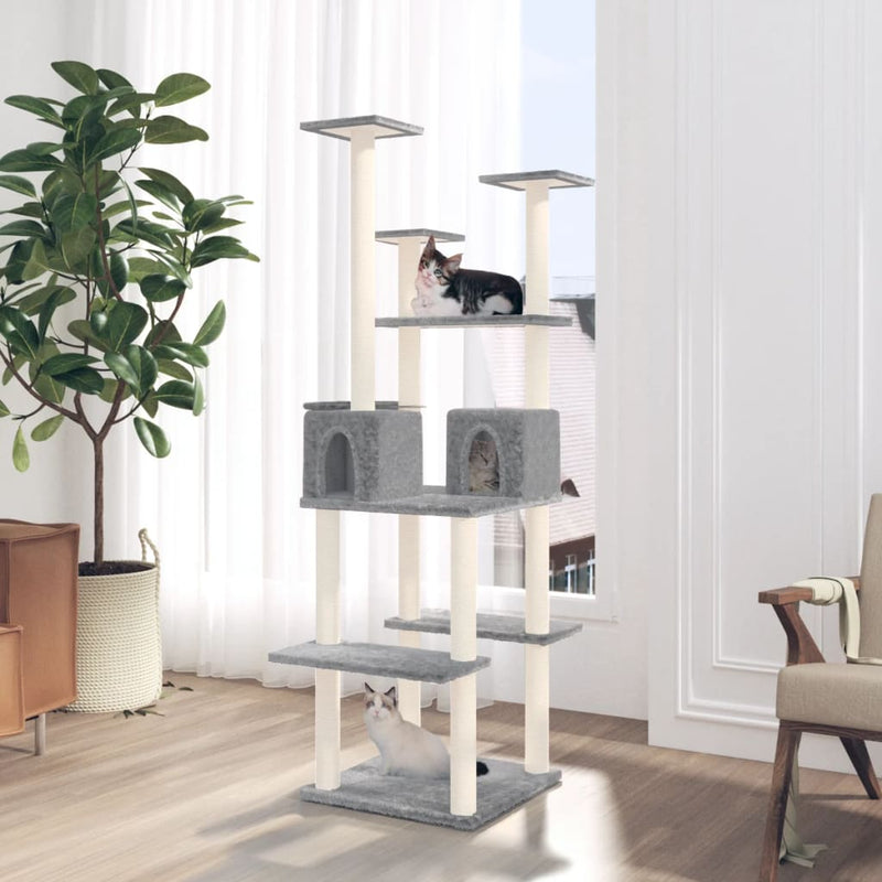 Muebles de gato de Vidaxl con postes de rascado de sisal 167 cm de gris claro