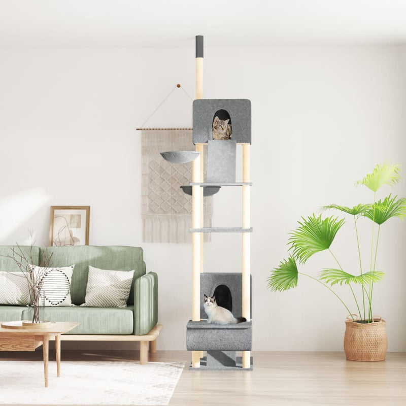 Muebles de gato de Vidaxl piso a techo 277-303 cm de gris claro