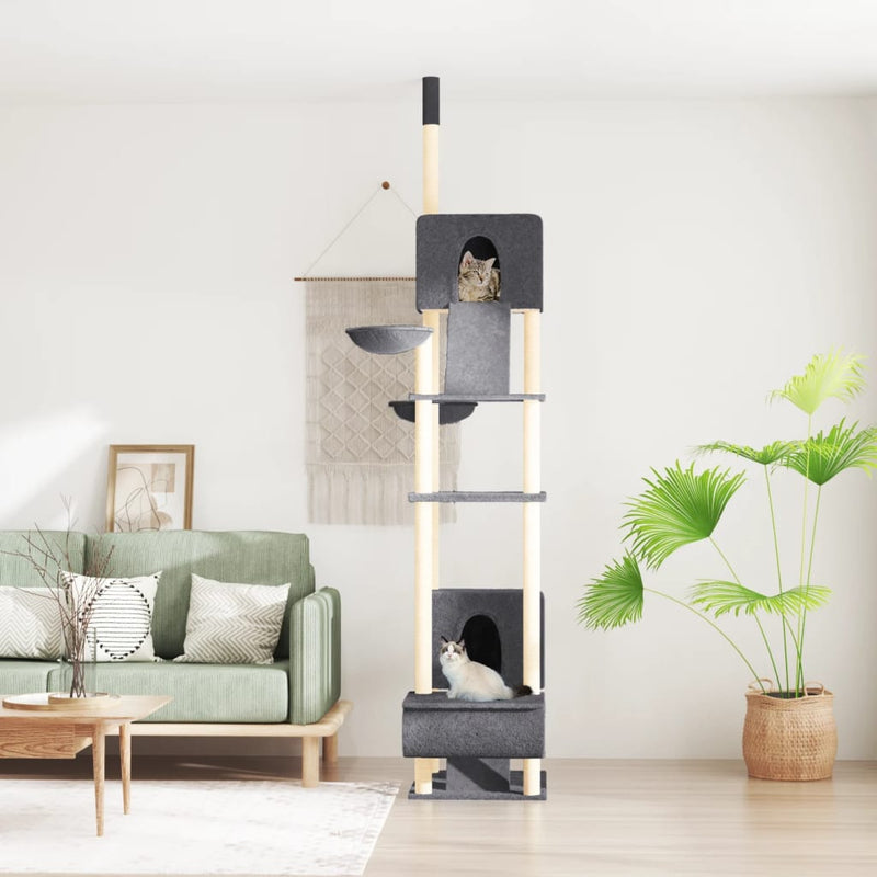 Muebles de gato de Vidaxl piso a techo 277-303 cm de gris oscuro