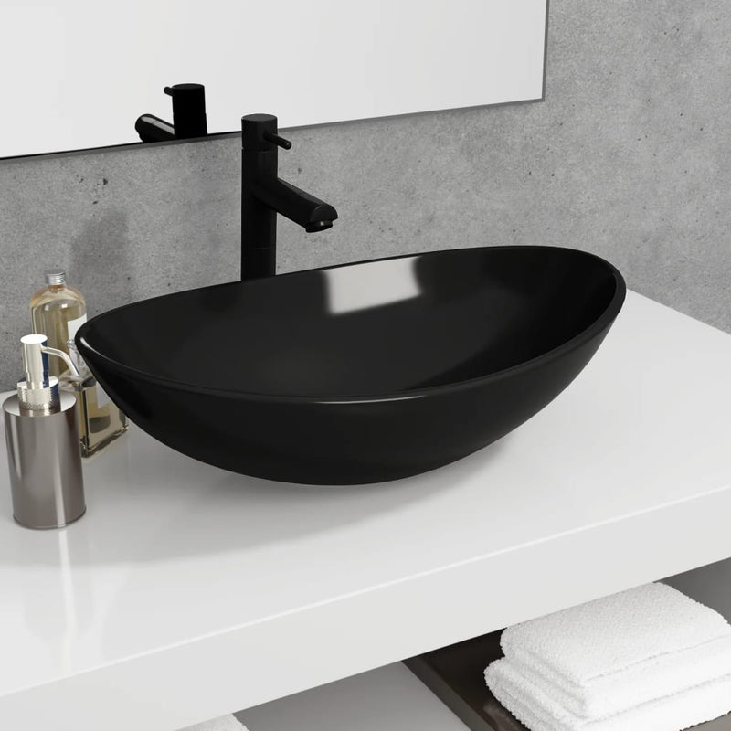 Vidaxl Washbasin 54.5x35x15.5 cm Black temperato nero