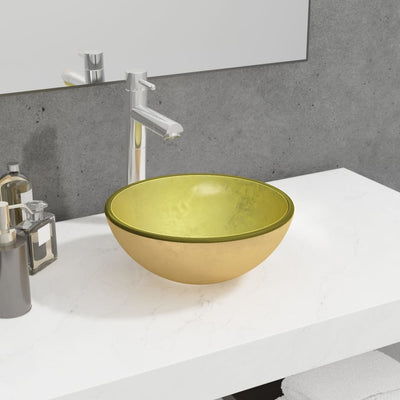 Vidaxl Washbasin 30x12 cm de vidrio templado de color oro coloreado