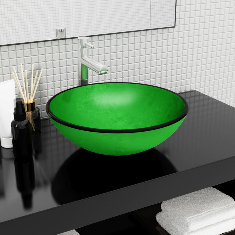 Vidaxl Washbasin 42x14 cm de vidrio templado verde