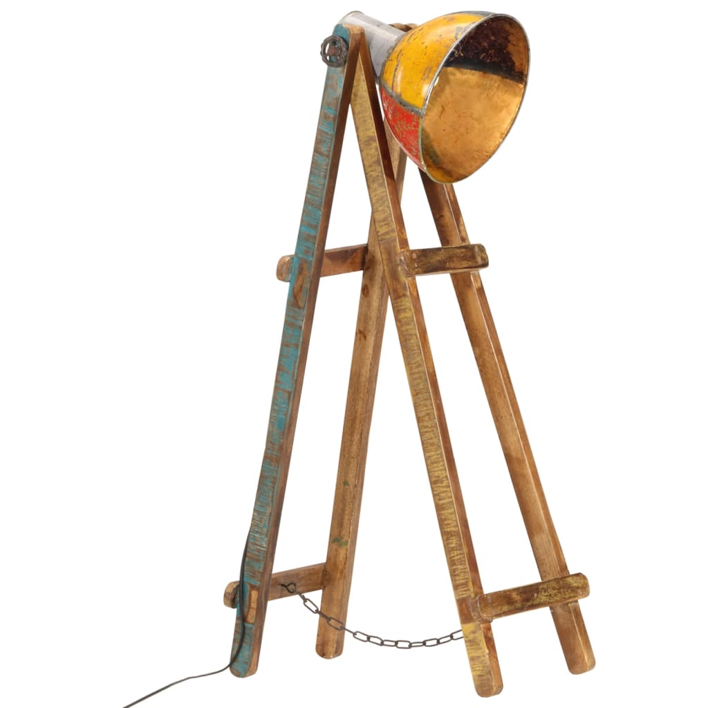 VidaXL lámpara de pie E27 madera maciza de mango multicolor