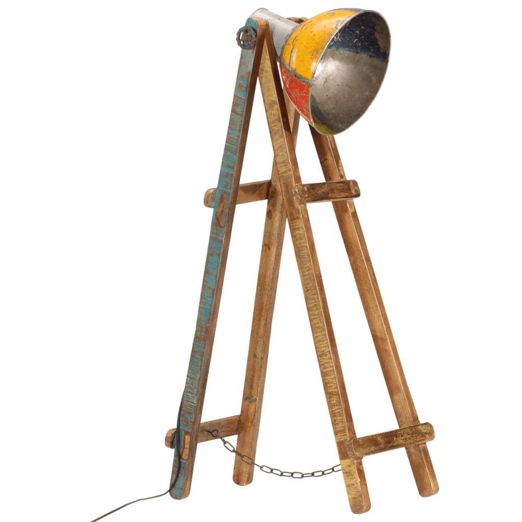 VidaXL lámpara de pie E27 madera maciza de mango multicolor