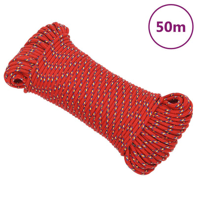 VidaXL Boottouw 3 mm 50 m polypropyleen rood