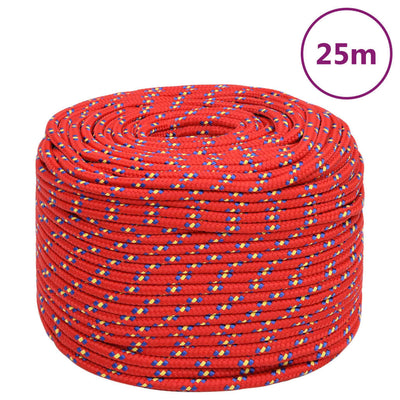 VidaXL Boottouw 6 mm 25 m polypropyleen rood