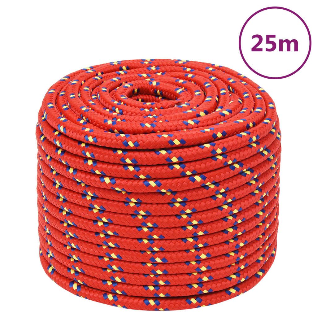 Vidaxl boottouw 12 mm 25 m polypropyleen rood