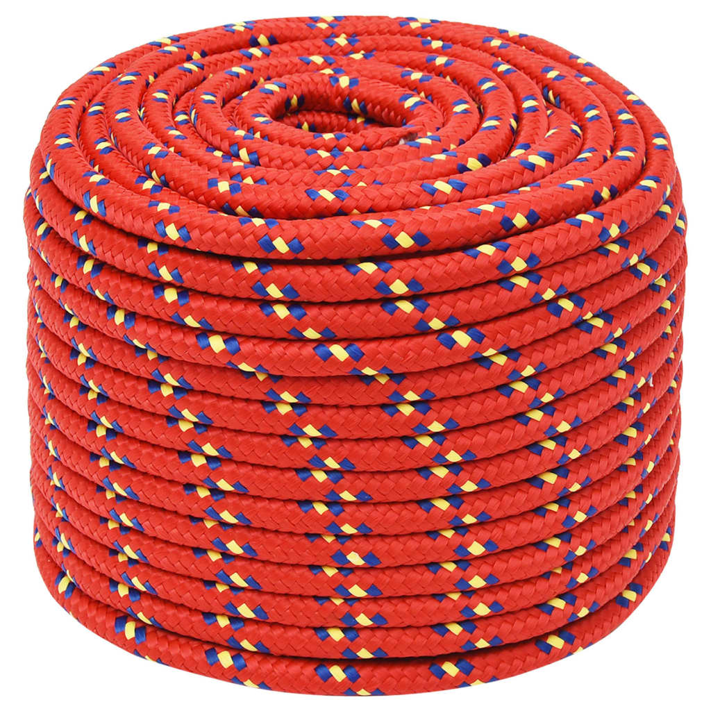 Vidaxl boottouw 12 mm 25 m polypropyleen rood