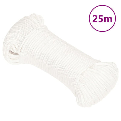 VidaXL Cuerda para barco 3 mm 25 m polipropileno macizo blanco