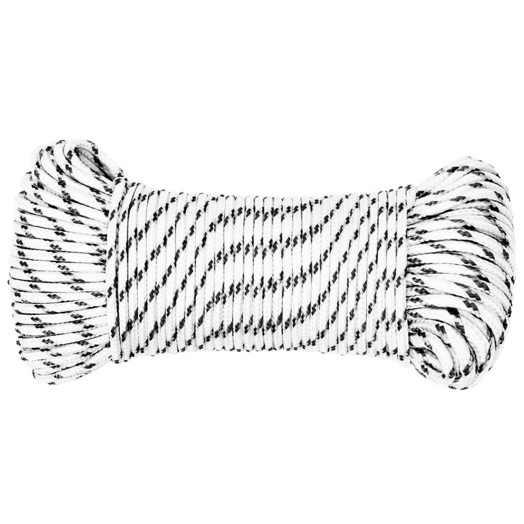 Vidaxl boottouw gevlochten 3 mm x 250 m polyester wit
