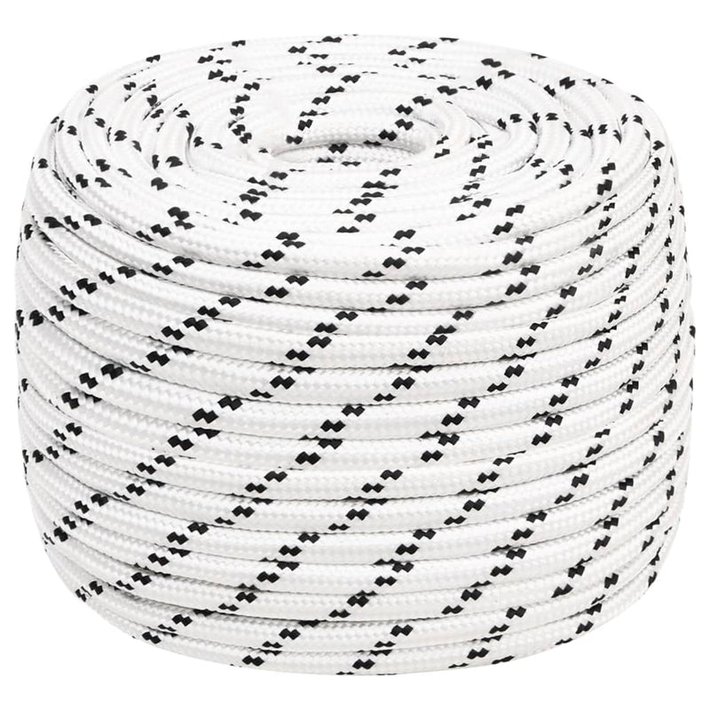 Vidaxl boottouw gevlochten 14 mmx100 m polyester wit