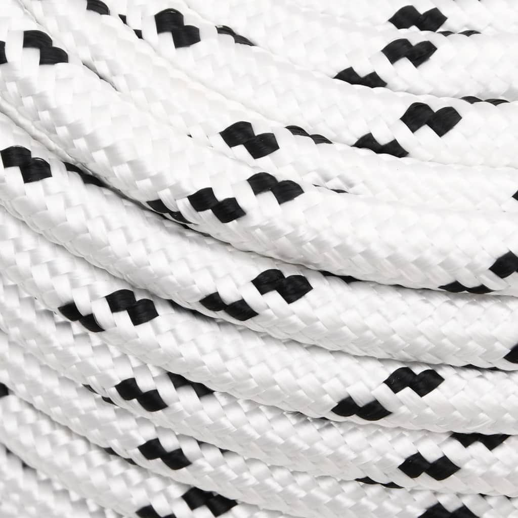 Vidaxl boottouw gevlochten 14 mmx100 m polyester wit