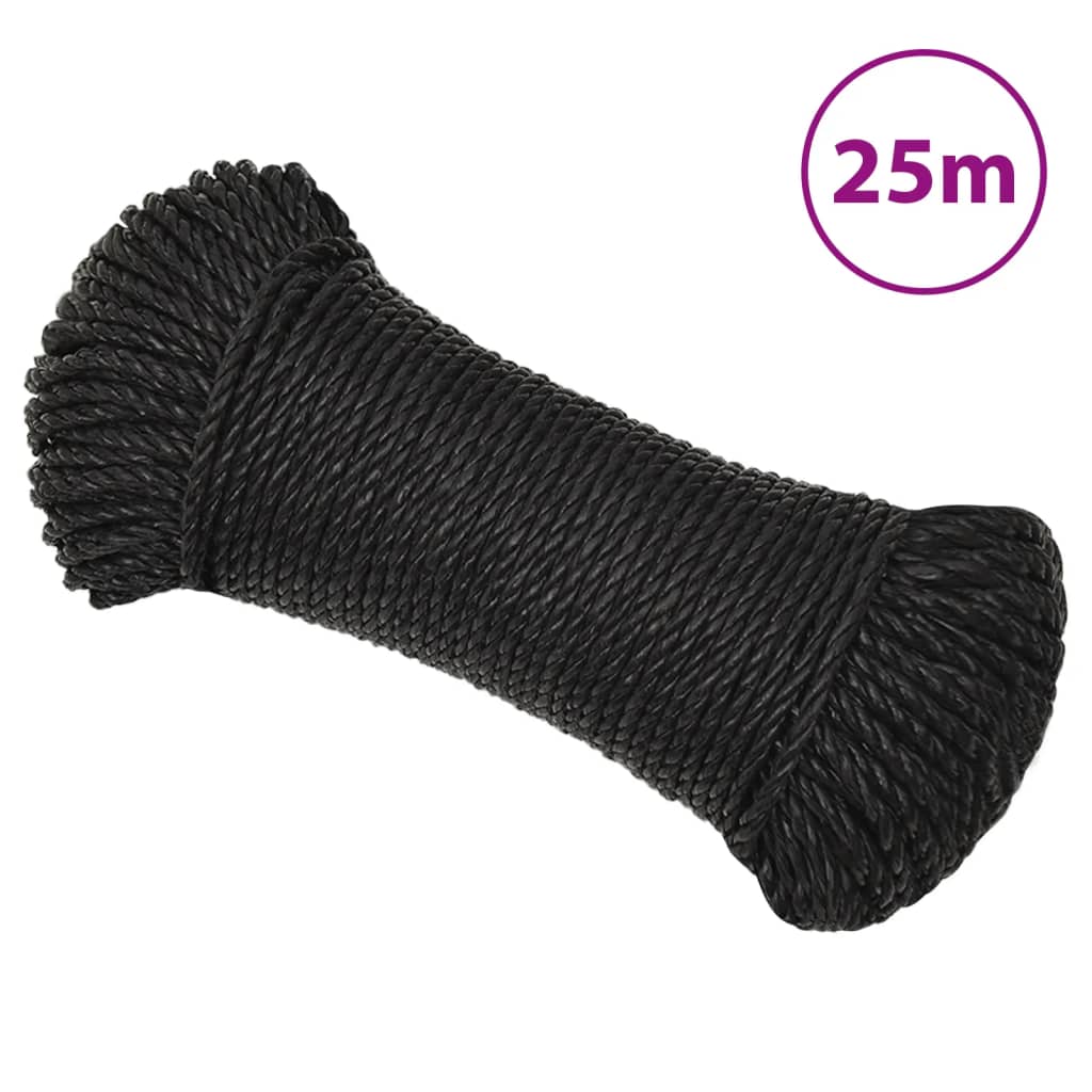 Vidaxl Werkouw 8 mm 25 m Polypropene nero