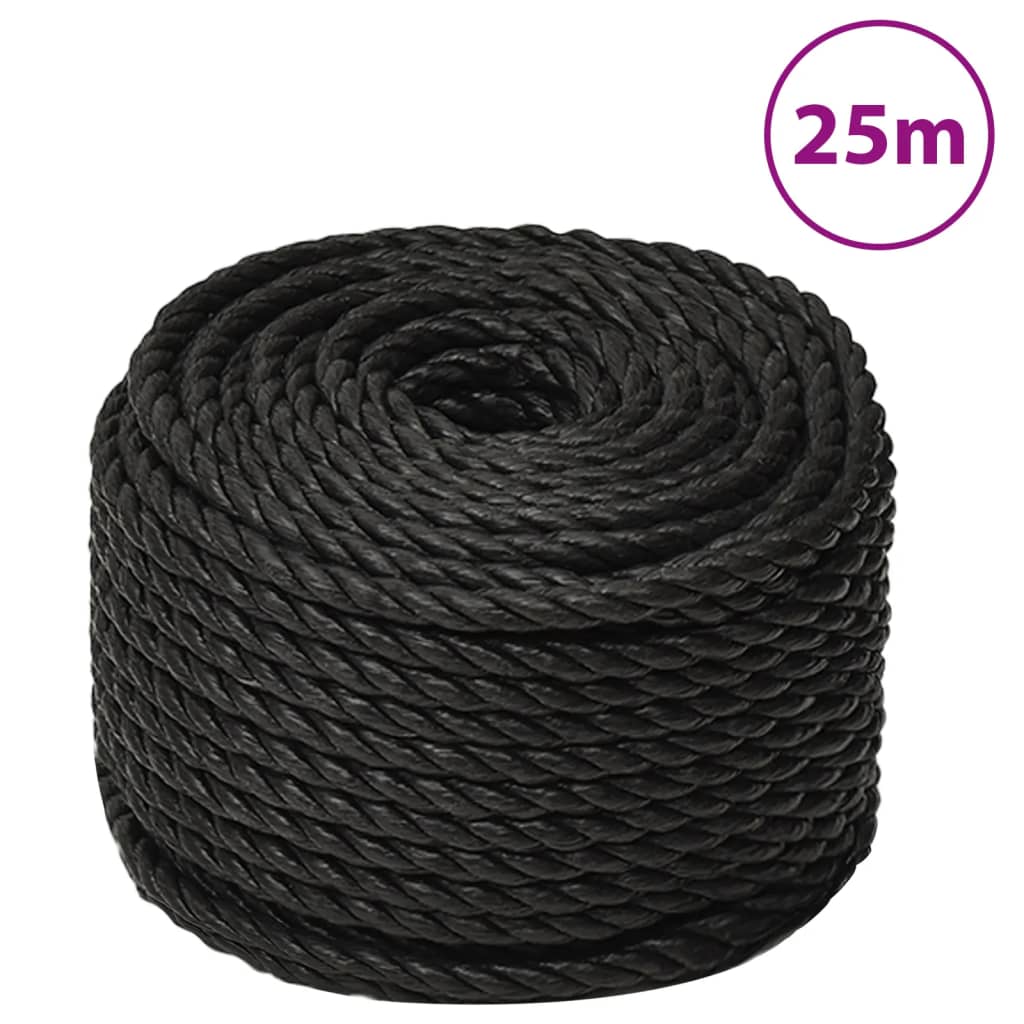 Vidaxl werkouw 12 mm 25 m polipropene nero