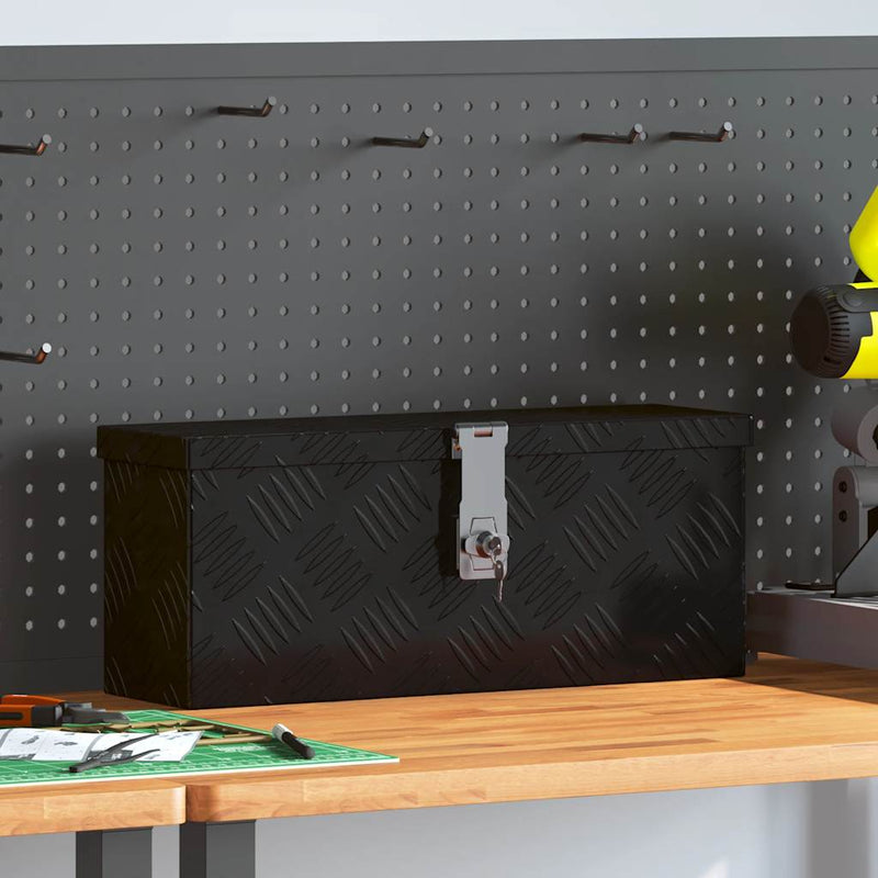 Casella di archiviazione Vidaxl 50x15x20.5 cm in alluminio nero
