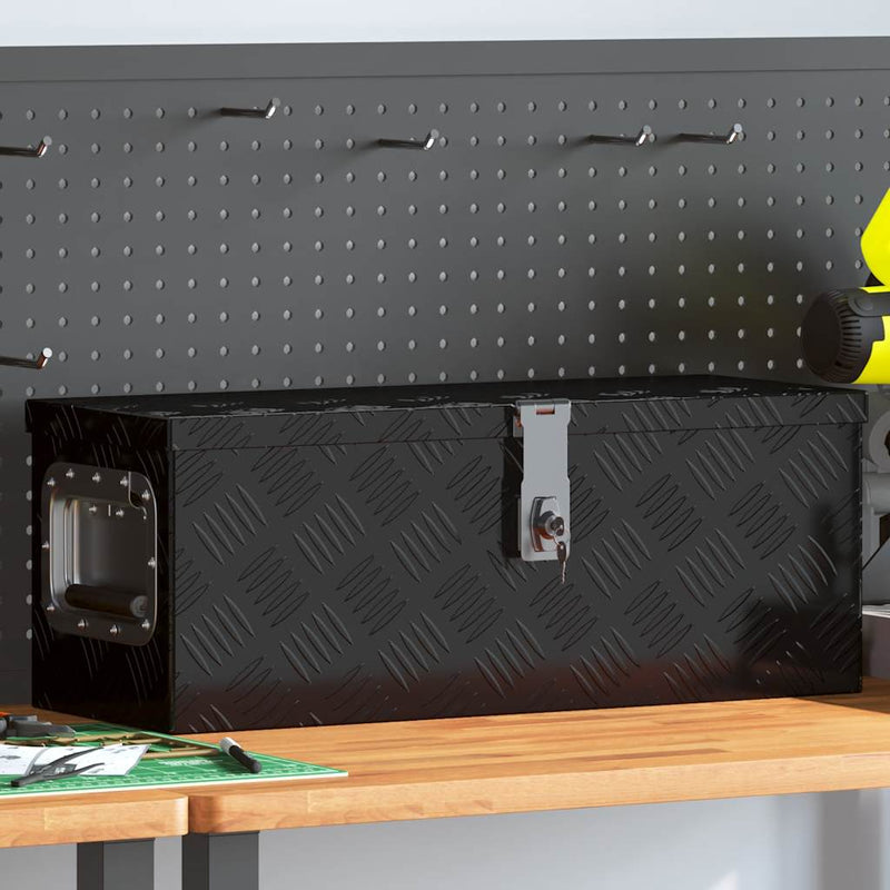 Casella di archiviazione Vidaxl 60x23.5x23 cm in alluminio nero