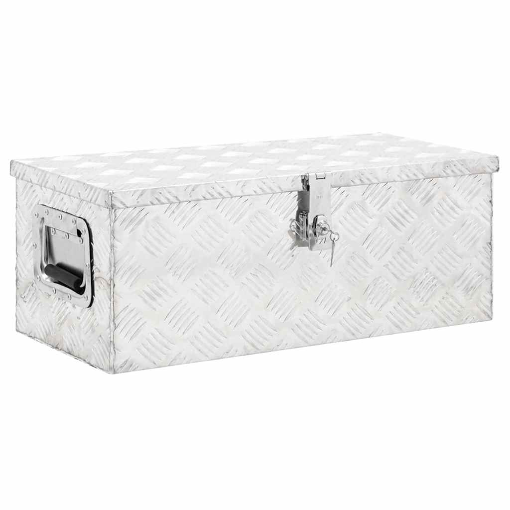 Vidaxl opbergbox 70x31x27 cm aluminium zilverkleurig