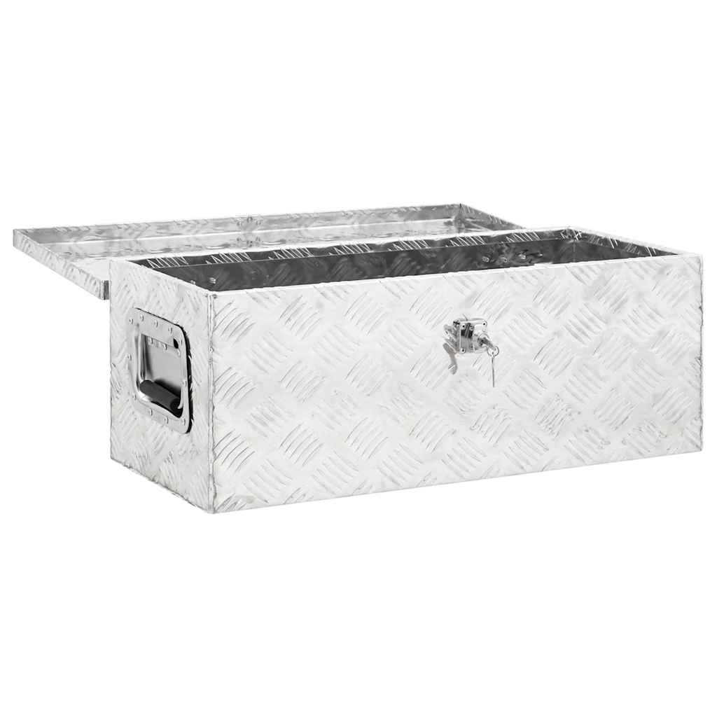 Vidaxl Box de almacenamiento 70x31x27 cm de aluminio de color plateado