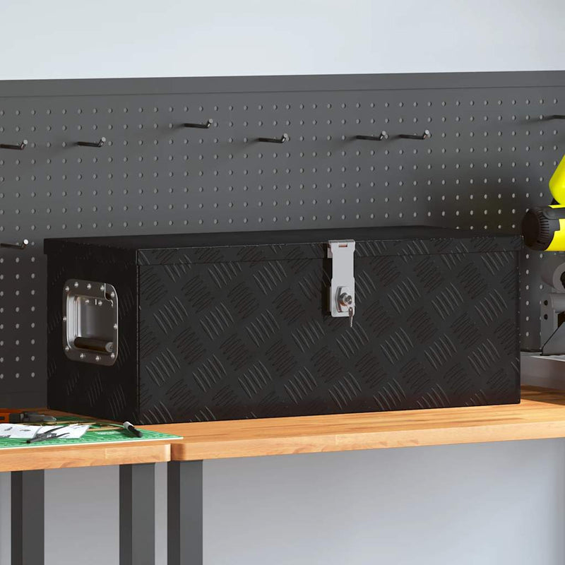 Casella di archiviazione Vidaxl 70x31x27 cm in alluminio nero
