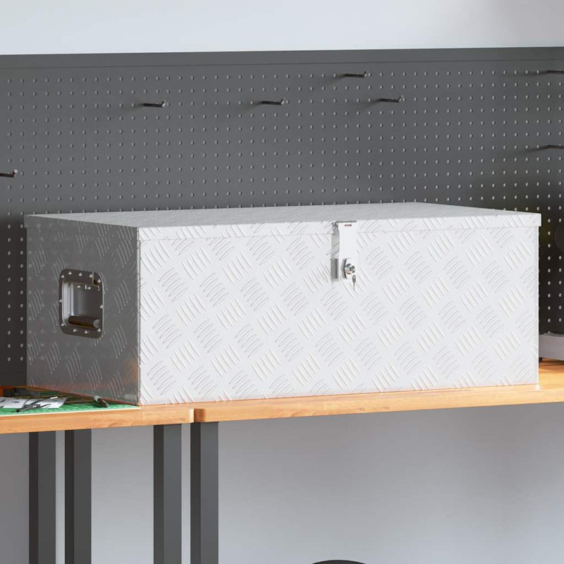 Casella di archiviazione Vidaxl 90x47x33.5 cm colorato in argento in alluminio