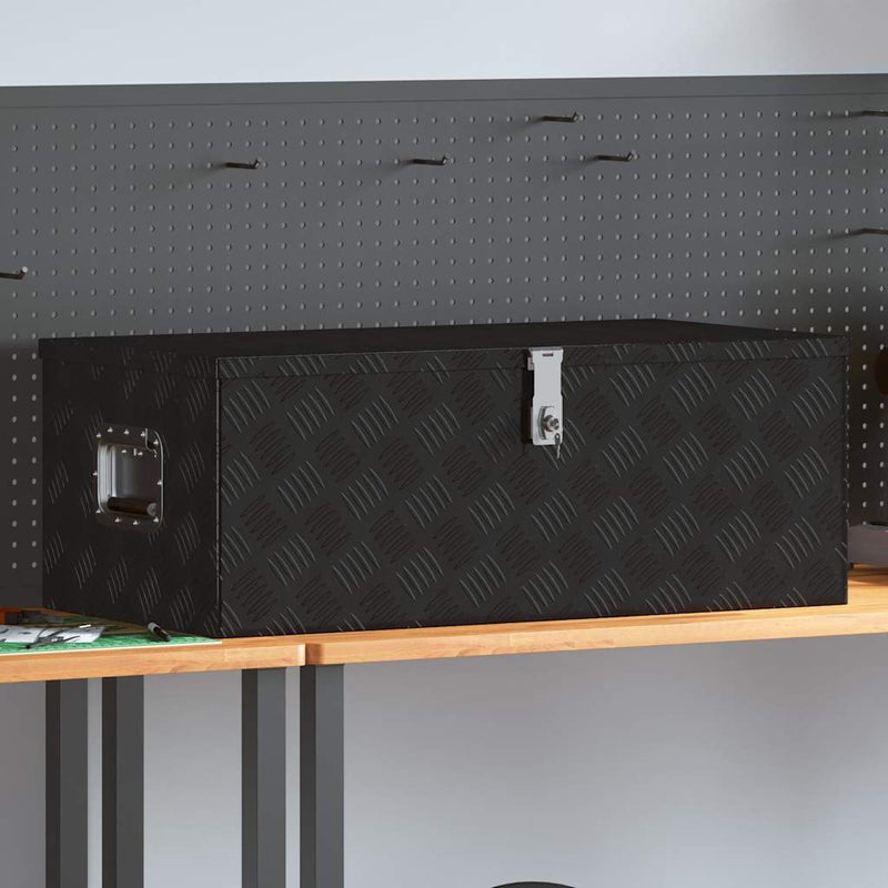 Casella di archiviazione Vidaxl 90x47x33.5 cm in alluminio nero