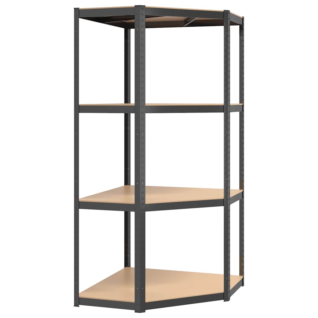 Vidaxl Storage Rack Acero de 4 capas y madera procesada de color antracita