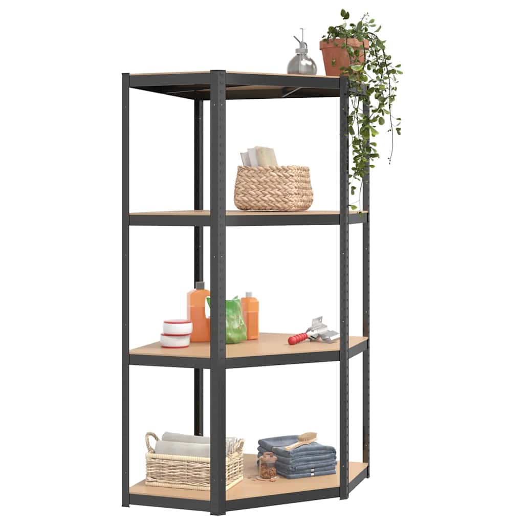 Vidaxl Storage Rack Acero de 4 capas y madera procesada de color antracita
