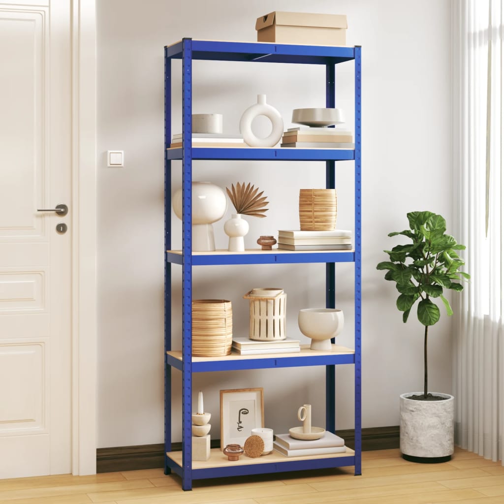 Vidaxl opbergrek 5-laags staal bewerkt hout blauw