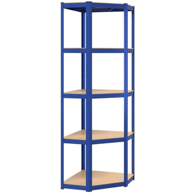 Vidaxl Hoekrek Acciaio a 5 strati e blu in legno trasformato