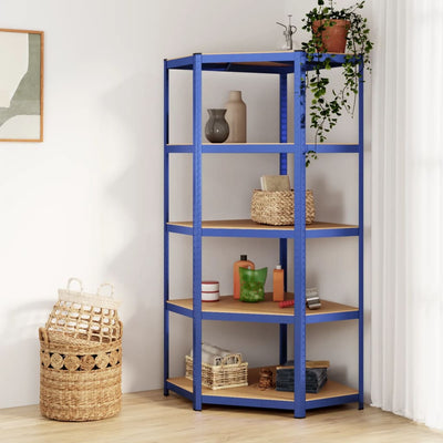 Vidaxl Hoekrek Acciaio a 5 strati e blu in legno trasformato