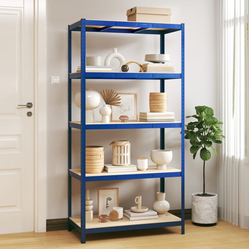 Acciaio a 5 strati per rack di stoccaggio Vidaxl e blu in legno trasformato