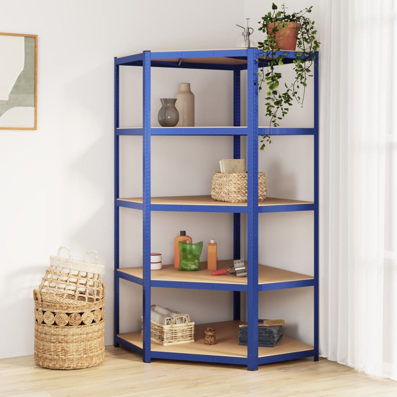 Vidaxl Hoekrek Acciaio a 5 strati e blu in legno trasformato