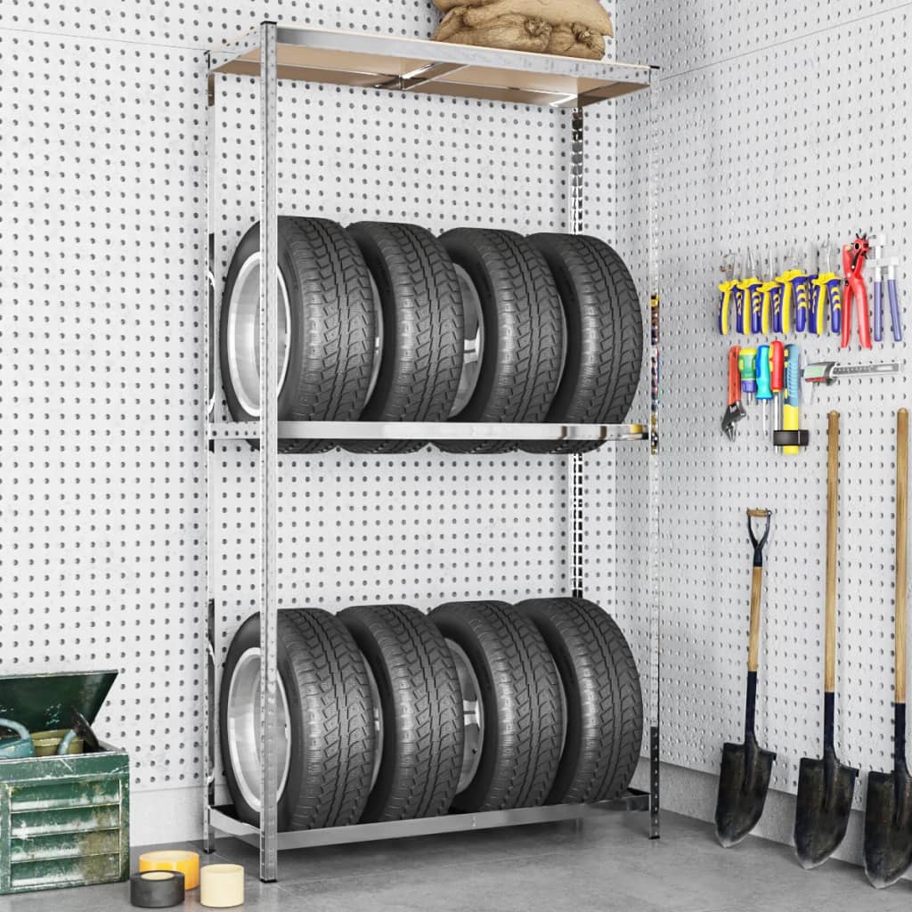 Vidaxl Rack de neumáticos 2 capas 110x40x180 cm de acero coloreado