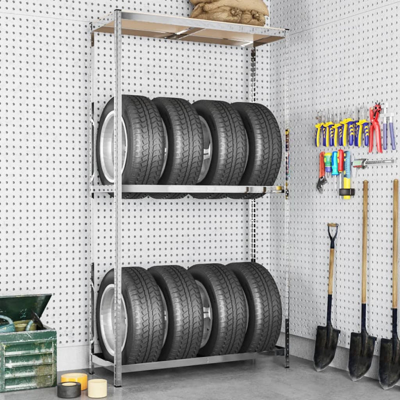 Vidaxl Rack de neumáticos 2 capas 110x40x180 cm de acero coloreado