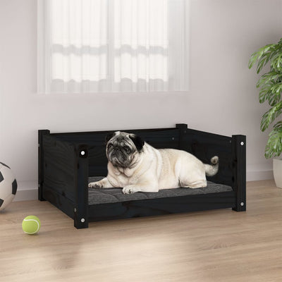 Vidaxl Dog Basket 65.5x50.5x28 cm Pino di pino solido nero